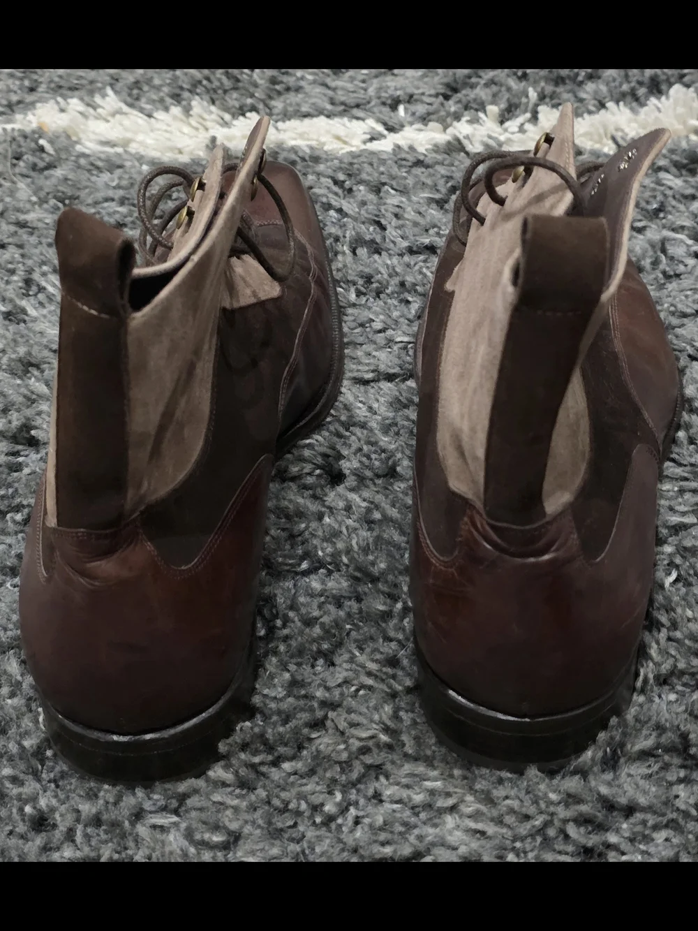 Mezlan Men's Two-Tone Brown Leather & Suede Lace-Up Boots Size 11M